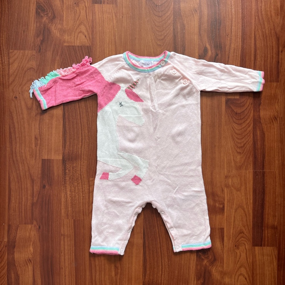 Angel Dear Unicorn Footie - Pink and White